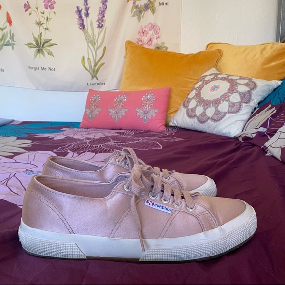 SUPERGA Blush Pink Satin Lace Up Sneaker - Picture 3 of 9